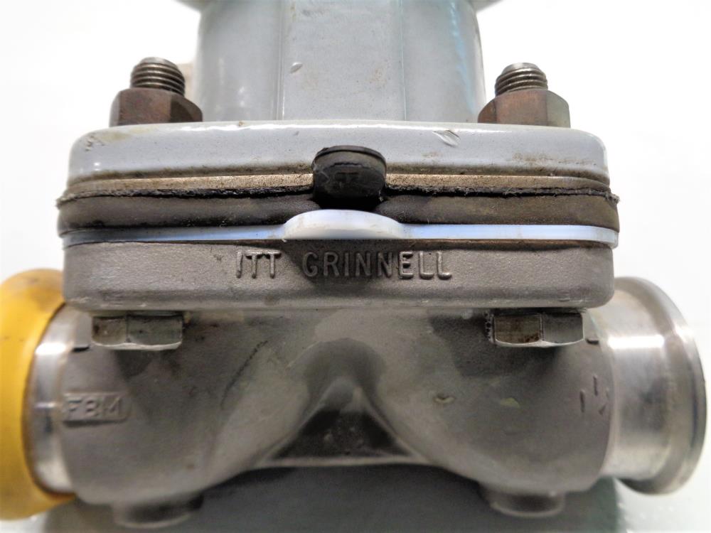 Lot of (2) ITT Grinnell 1-1/2" Tri-Clamp Dia Flow Diaphragm Valve, CF8M, PTFE